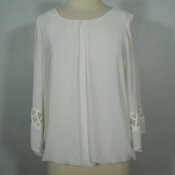 AB Studio Tops - AB Studio White Long Sleeve Blouse w/ Detail